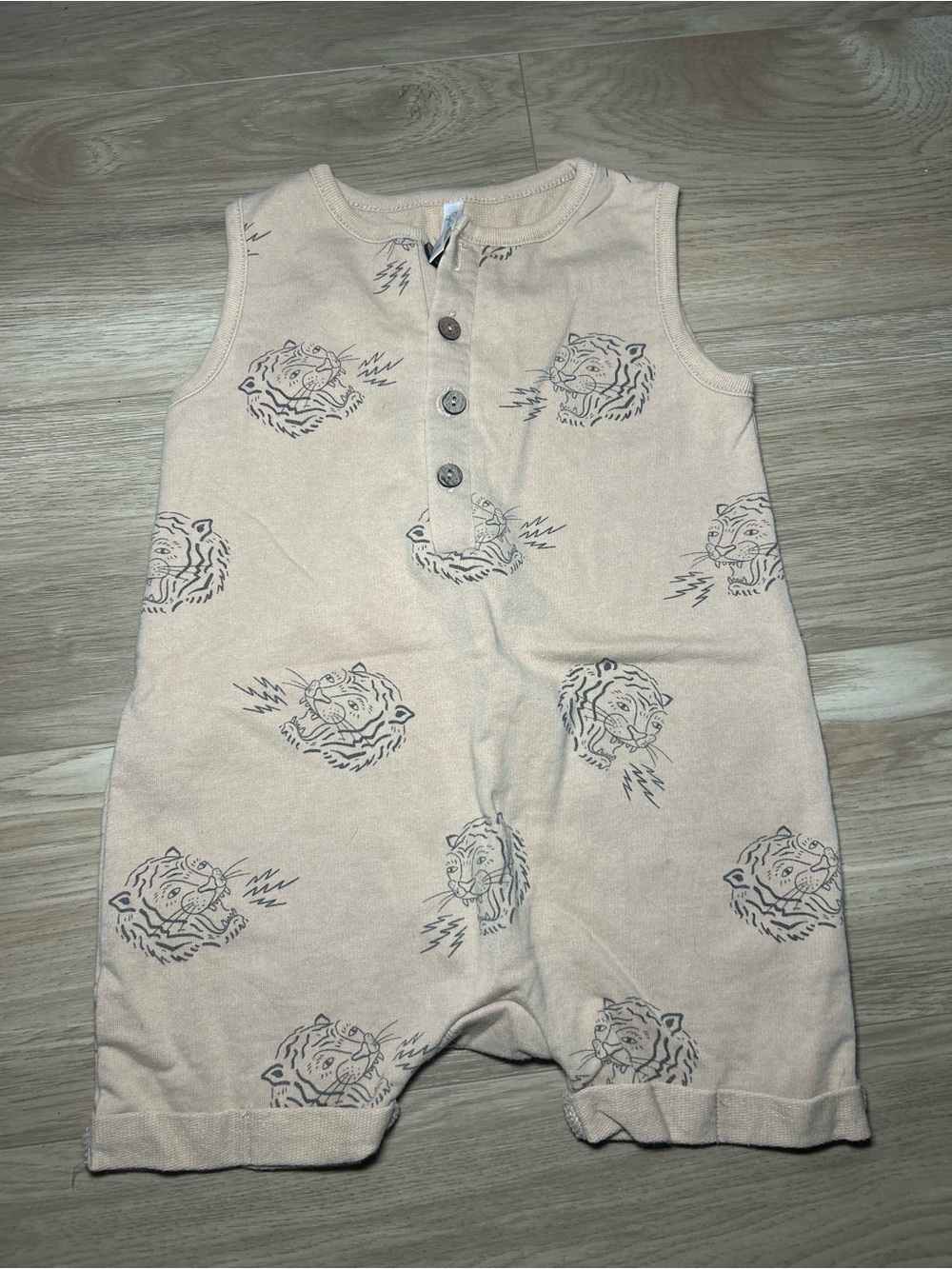 Rylee + Cru Beige Tiger Print Sleeveless Romper